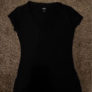 Express Black Short Sleeve Scoop Neck Tee